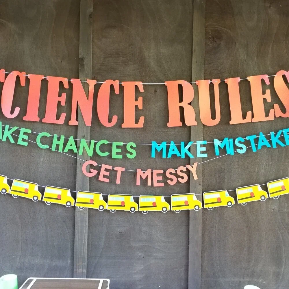 SCIENCE RULES- Paper Banner, Glitter, Coral Orange